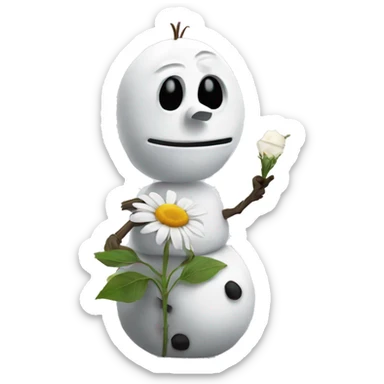  Sad Olaf holding a dead flower  sticker