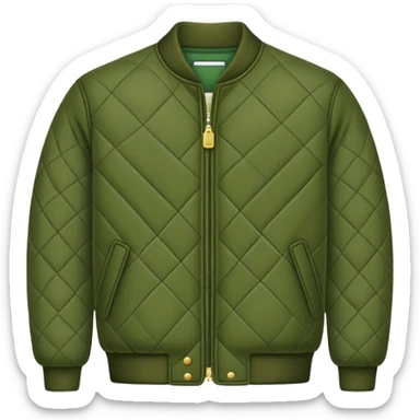 dark olive green jacket over a lighter green top sticker