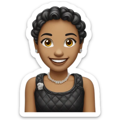 Menina cabeça preto Chanel, sorriso com aparelho dentário  sticker