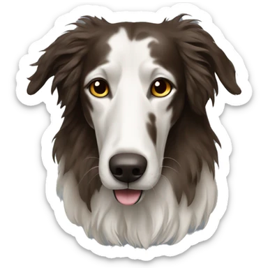 All fur dark brown borzoi dog  sticker