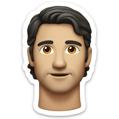 White Man with dark hair and caramel eyes. Slight stubble and Roman nose sticker