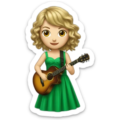 Taylor swift avec une robe vert jouant de la guitare sticker