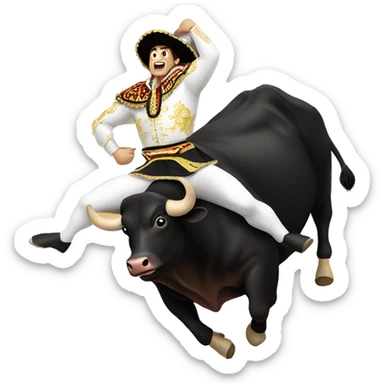 a bullfighter jumps over a bull sticker