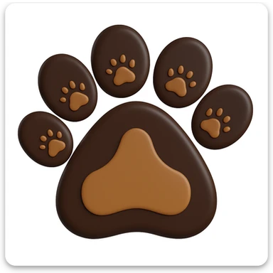 Make the paw print dark brown in microsoft style 3d fluent emojis sticker