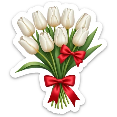 White tulip bouquet with bow sticker
