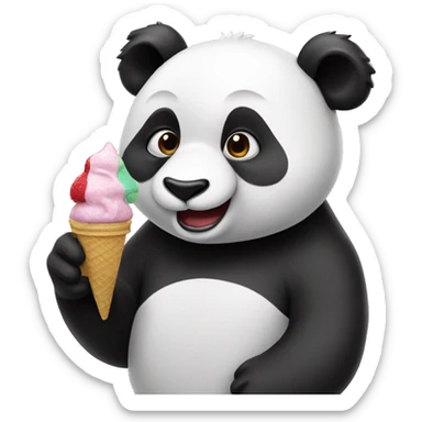 Panda eating ice cream sticker