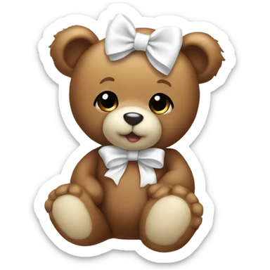 Baby Teddy Bear with white bow sticker