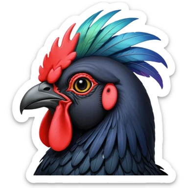 Ayam cemani rooster with black wattle black beak black comb black sticker