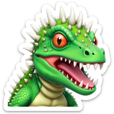 poisonous mushroom reptile monster portrait, head and shoulders only, lizard-like face, spiky mushroom growths, toxic green glow, creepy tongue, fantasy animal vibe, 3D cartoon, mobile game icon style, clean background, no text, no watermark

 sticker