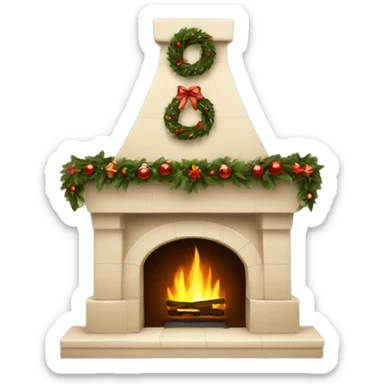 Christmas fireplace beige sticker