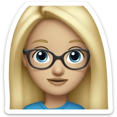 A blonde girl with blue eyes wearing glasses sticker