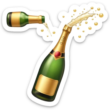 Golden champagne bottle popping sticker