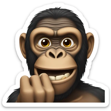 Ape emoji that is holding one finger in front of his mouth sticker