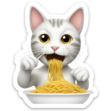 Cat eating spaghetti  sticker