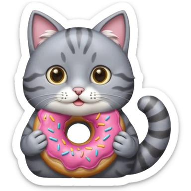 cat grey donut sticker