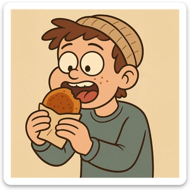 Hotteok a boy he's eating Hotteok sticker