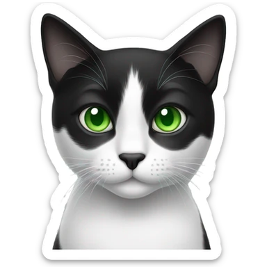 Black and white cat with green eyes sticker