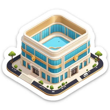luxury shopping mall isometric exterior view sticker