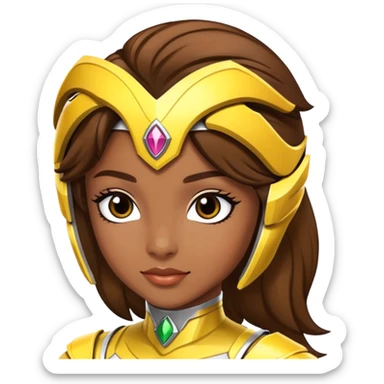 Princess yellow power ranger brown skin brown hair sticker
