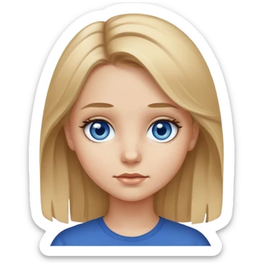 Girl with dirty blonde hair and dark blue eyes sticker