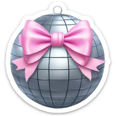 Disco ball with light pink bow sticker