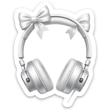 White headphones with bows on the sides sticker