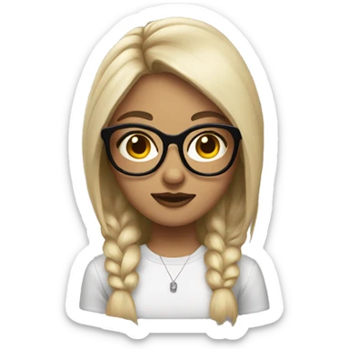 girl with wolfcut and glasses and light skin sticker