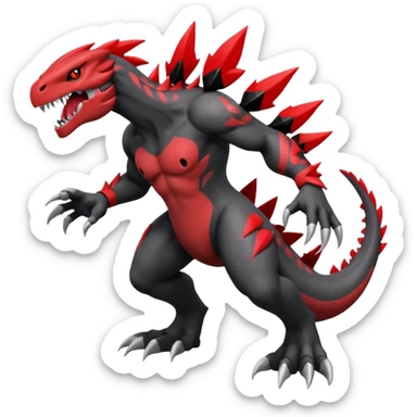 Darkrai-Groudon-Yveltal-Fakémon hybrid creature, full body, different pose sticker