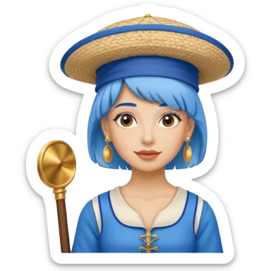 venice gondolier woman fat earring wearing blue hair sticker