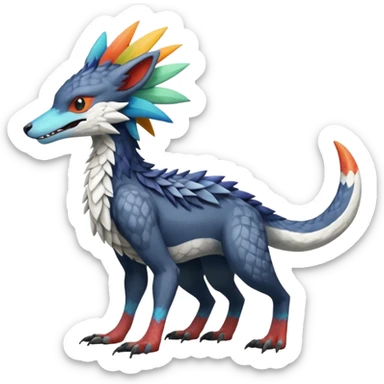 Colorful Fruity Warm-colored Tropical Exotic Vernid-Sergal-Trico-Silvally-Nargacuga-fusion-hybrid-animal-creature, full body sticker