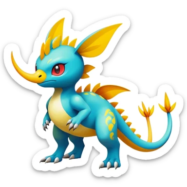 cool exotic fantasy-creature-Fakémon-Pokémon, full body, with markings sticker