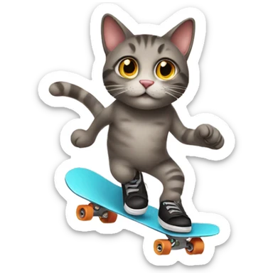 a cat is skating sticker
