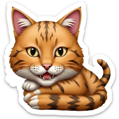 a cat biting the bobcats neck  sticker