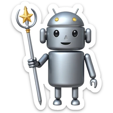 Android with magic wand sticker