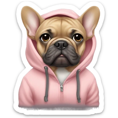 Frenchbulldog wearing a sweatshirt sticker