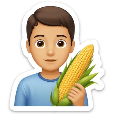 boy with corn onnhis hand sticker