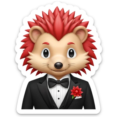  red hedgehog groom sticker