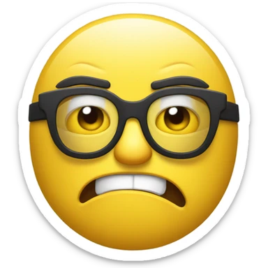 a yellow emoji with very very big glasses the emoji very angry sticker