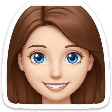 Girl with brown hair and blue eyes smiling  sticker