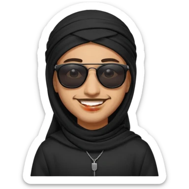 Un árabe con tu ropa negra y con gafas de sol negras que sonria sticker