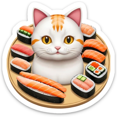 A entire cat body and all and sushi sticker