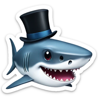 Shark with a top hat sticker