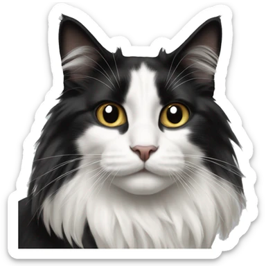 black-and-white cat domestic long-haired sticker