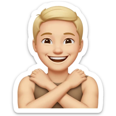 Arms crossed holding neck laughing guy/girl sticker