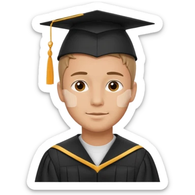 Graduated Students, Male, proudly, short hair, wearing graduation cap sticker