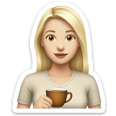 White girl blonde girl holding cup of tea sticker