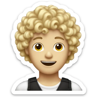 Blonde curly hair boy as a singer sticker
