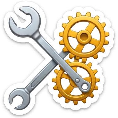 classic emoji style machine maintenance, a wrench and a gear sticker