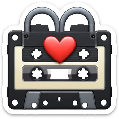 heart with a black music cassette sticker