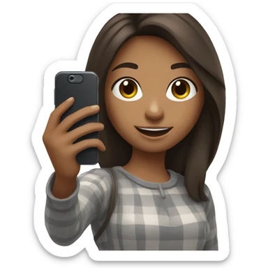 Brunette Girl taking selfie with her phone sticker